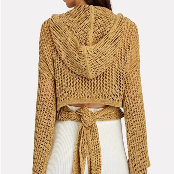 cult gaia hooded sweater. Woven cotton, ties in back. Lightly worn. - Picture 4 of 5